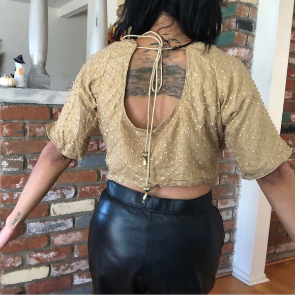 Vintage Handmade Cropped Glam Front Hook Top - Picture 2 of 4